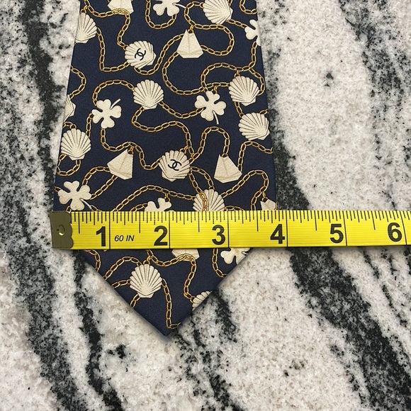 CHANEL Mens Silk Blue Logo Tie - Picture 5 of 7